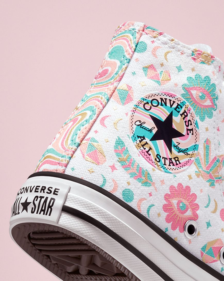 Dívčí Boty Vysoké Converse Chuck Taylor All Star Mystic Gems Bílé Růžové Koralove | CZ O31UH36